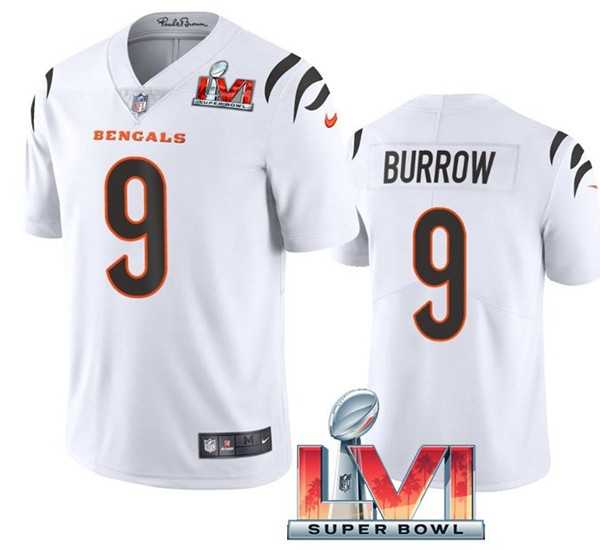 Nike Bengals Men & Women & Youth 9 Joe Burrow White 2022 Super Bowl LVI Vapor Limited Jersey,We sell and wholesale Nike Bengals Men & Women & Youth 9 Joe Burrow White 2022 Super Bowl LVI Vapor Limited Jersey on line form chian!